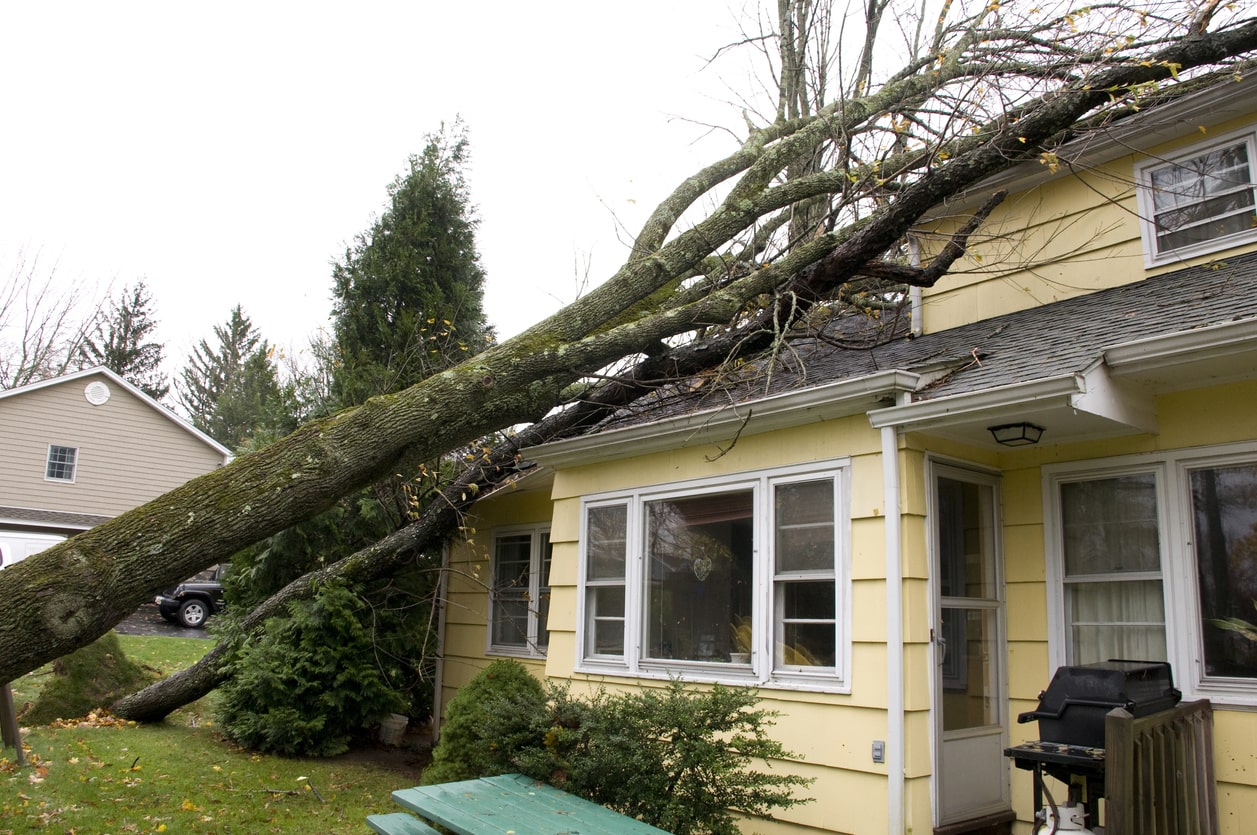 storm damaged home